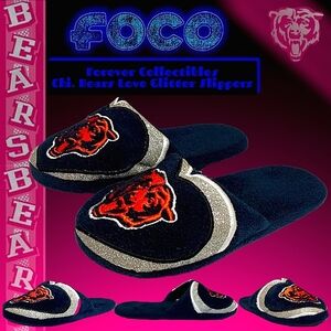 Chi. Bears Love Glitter Slippers | Forever Collectibles (FOCO) | Women's M-(7-8)